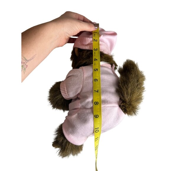 Vintage Hosung Plush Monkey Doll In Pink Pajamas & Hat‎ 12 Inches With Pacifier - Picture 6 of 6